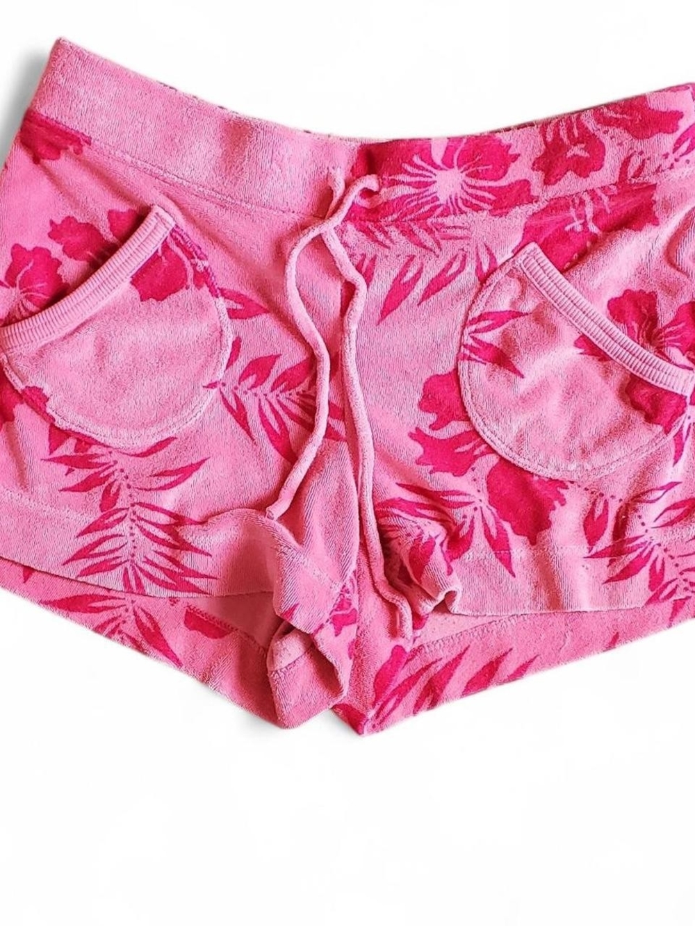 Express Pink Two-Tone Floral Terry Lounge Shorts